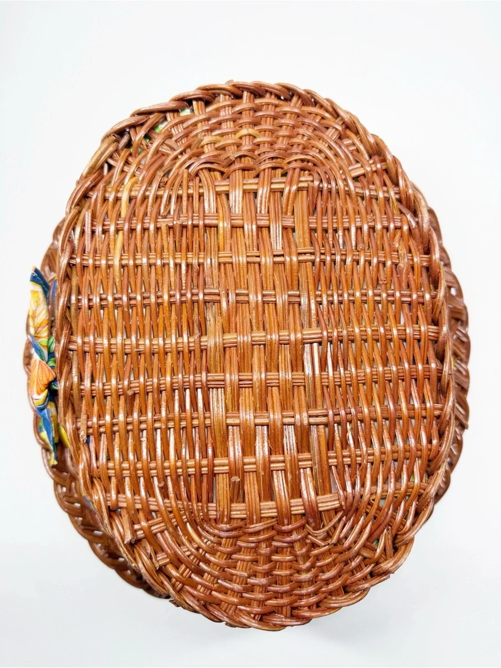 Vintage Rattan Lined Fruit Bread Baskets Lemon Orange Peach Pear